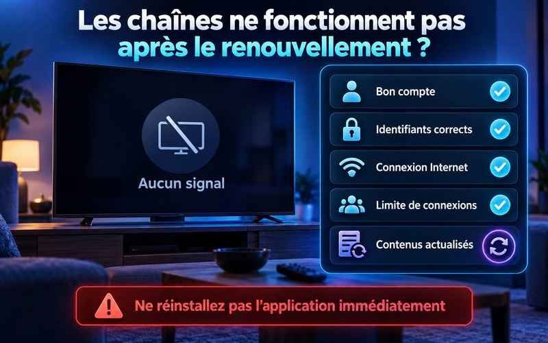 Que faire si les chaînes ne fonctionnent pas après le renouvellement ?